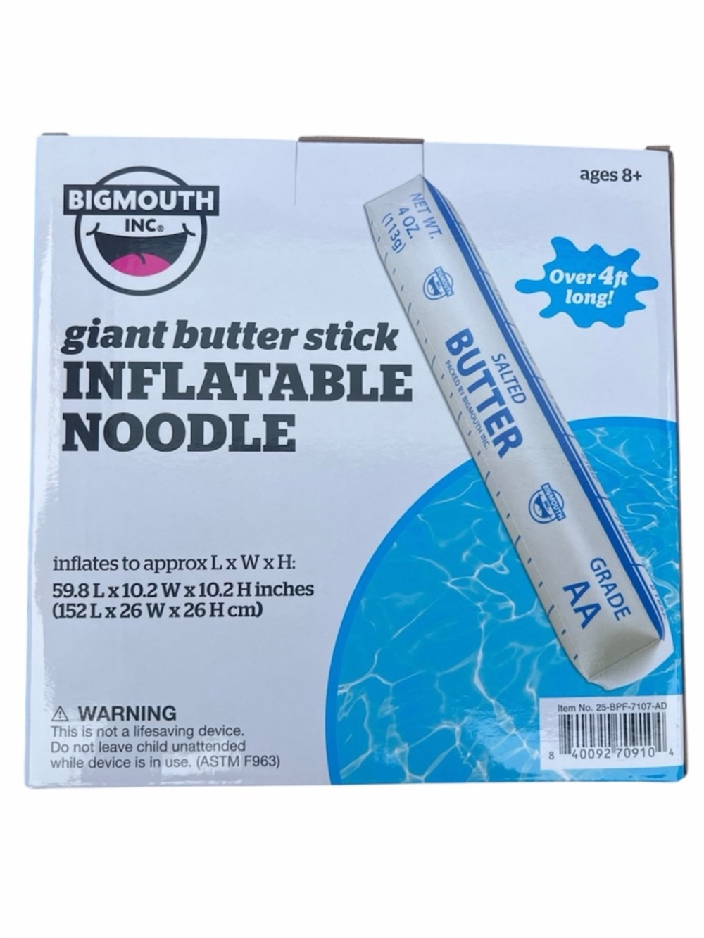 Giant Butter Stick Inflatable Pool Noodle Over 4 Feet